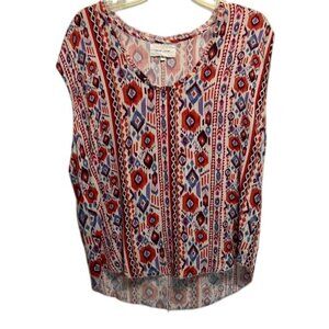 Dear John Boho Bold Print Sleeveless High-Low Top, Women’s Large